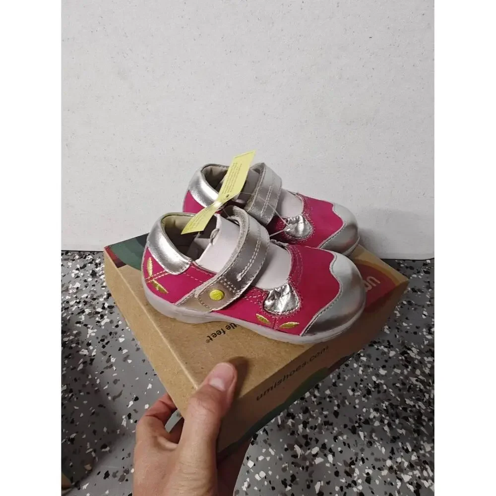 Umi Trincy Mary Jane Flats‎ Fuchsia Pink Silver US 5.5 Walker